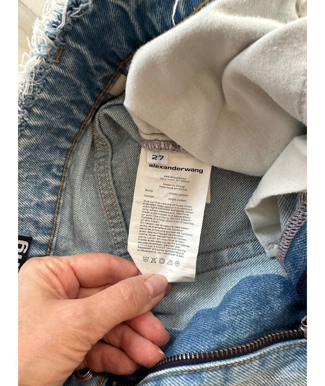 ALEXANDER WANG Синие хлопковые прямые джинсы, фото 3