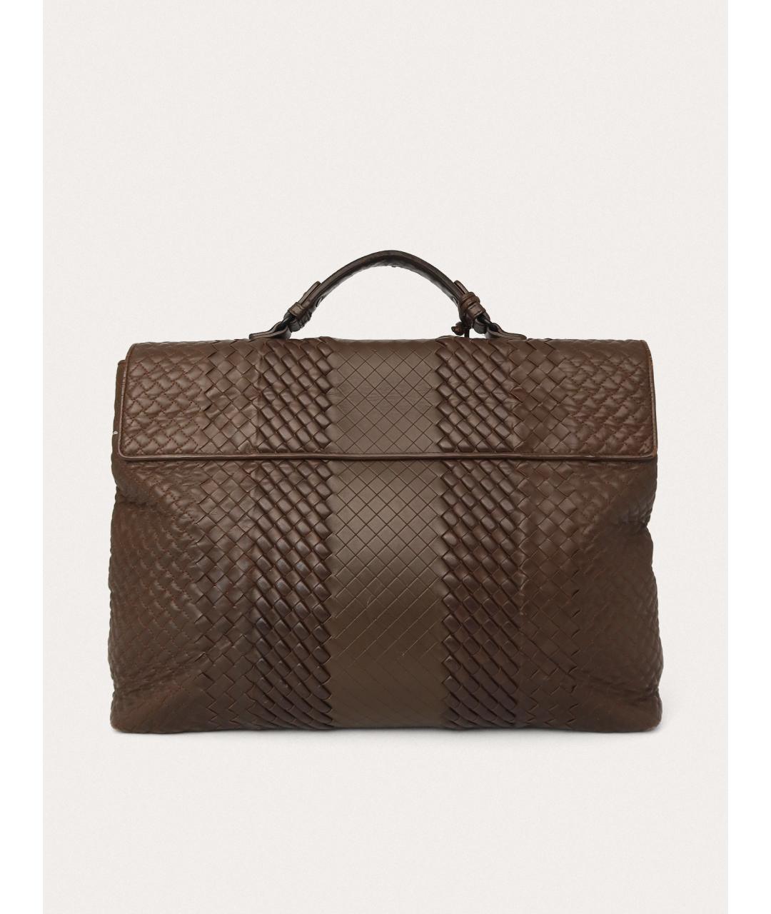 BOTTEGA VENETA Коричневый кожаный портфель, фото 3