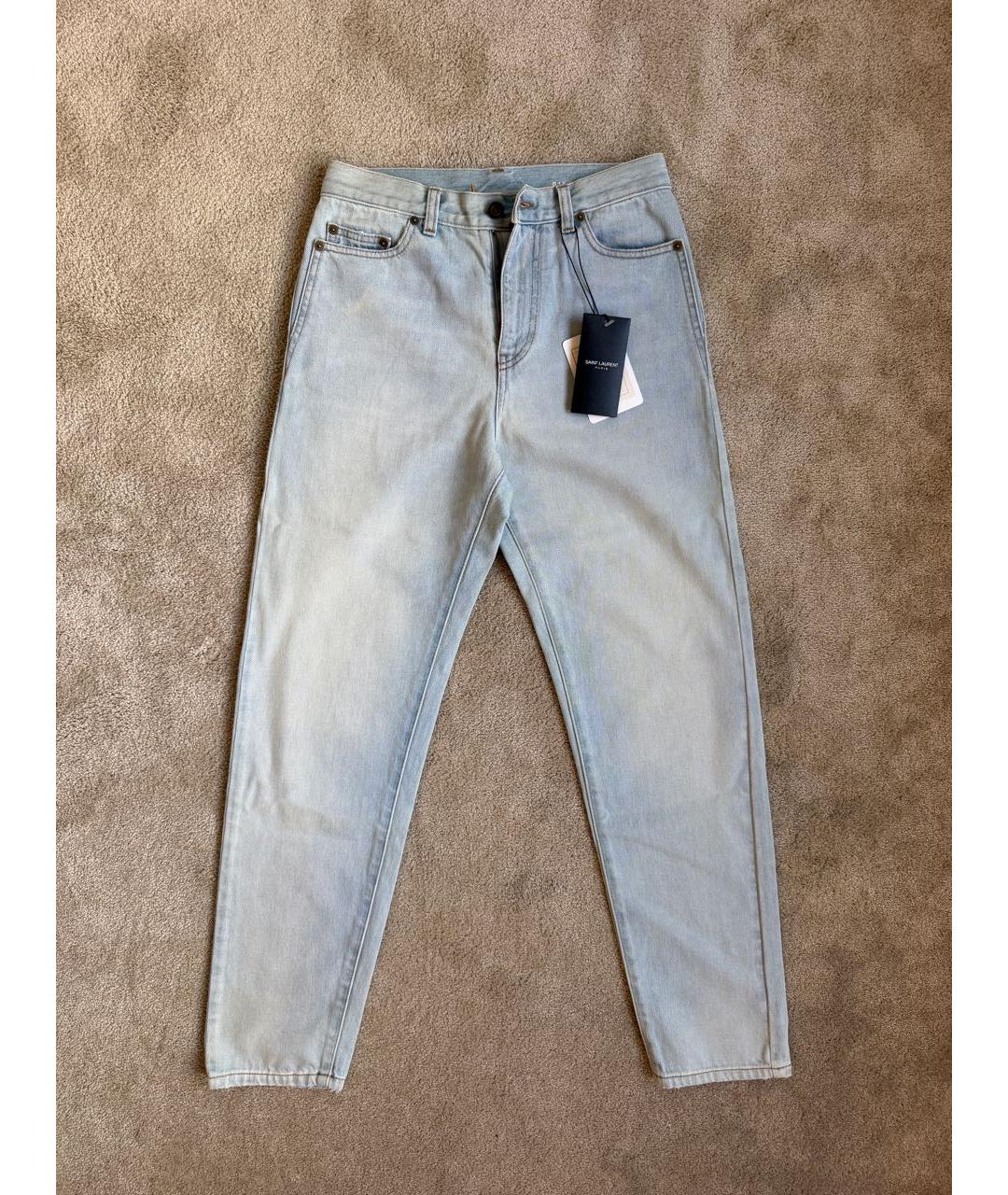 SAINT LAURENT Голубые хлопковые джинсы слим, фото 6