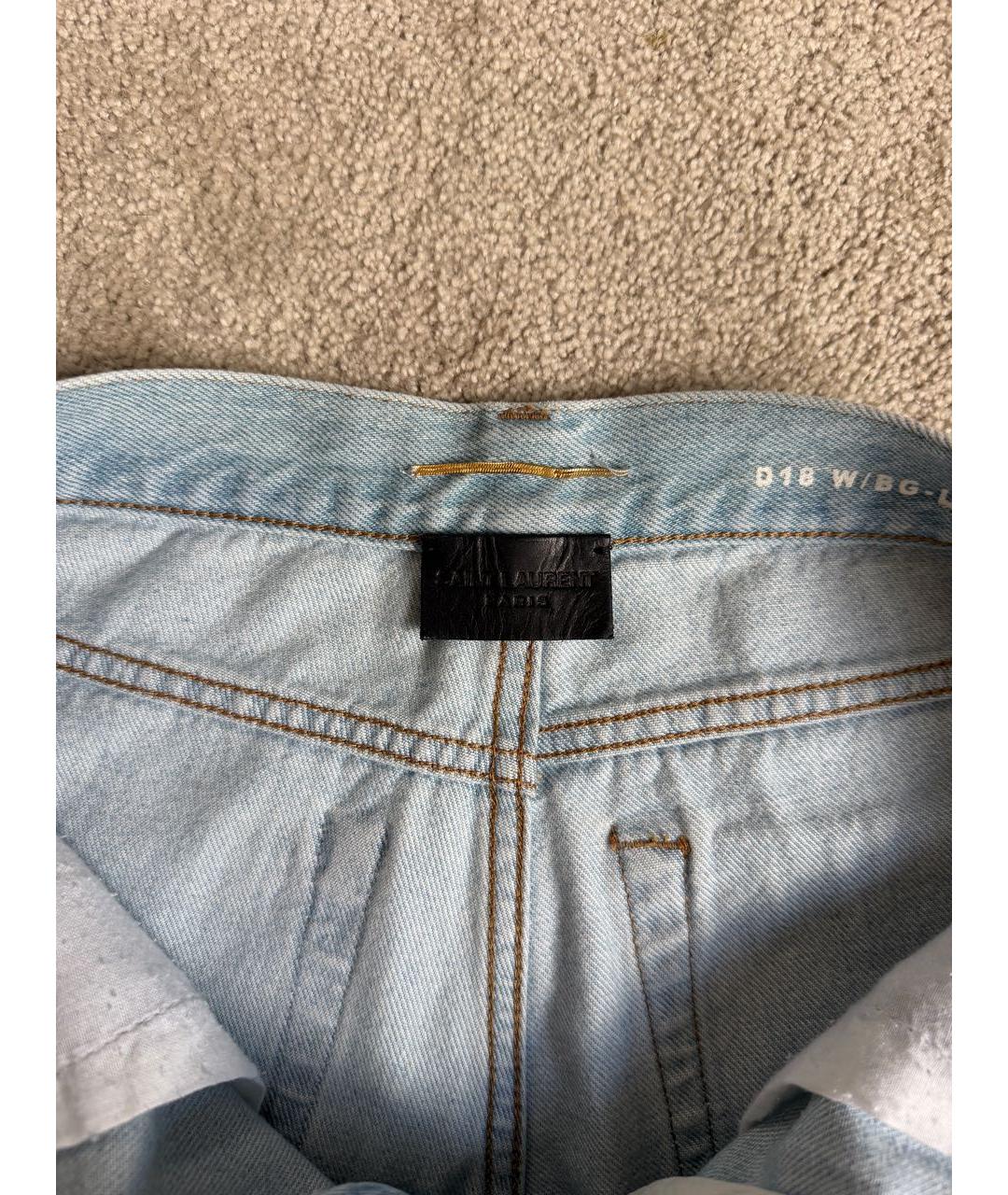 SAINT LAURENT Голубые хлопковые джинсы слим, фото 4