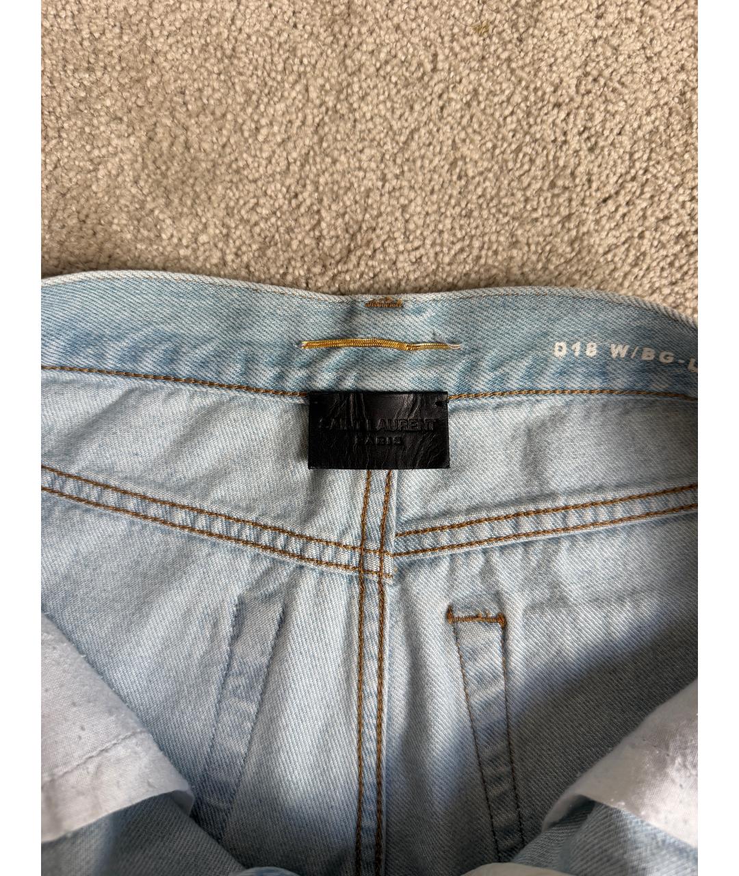 SAINT LAURENT Голубые хлопковые джинсы слим, фото 2