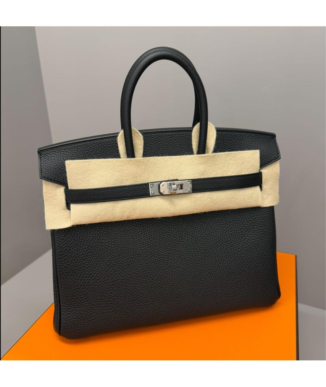 HERMES Черная кожаная сумка с короткими ручками, фото 2