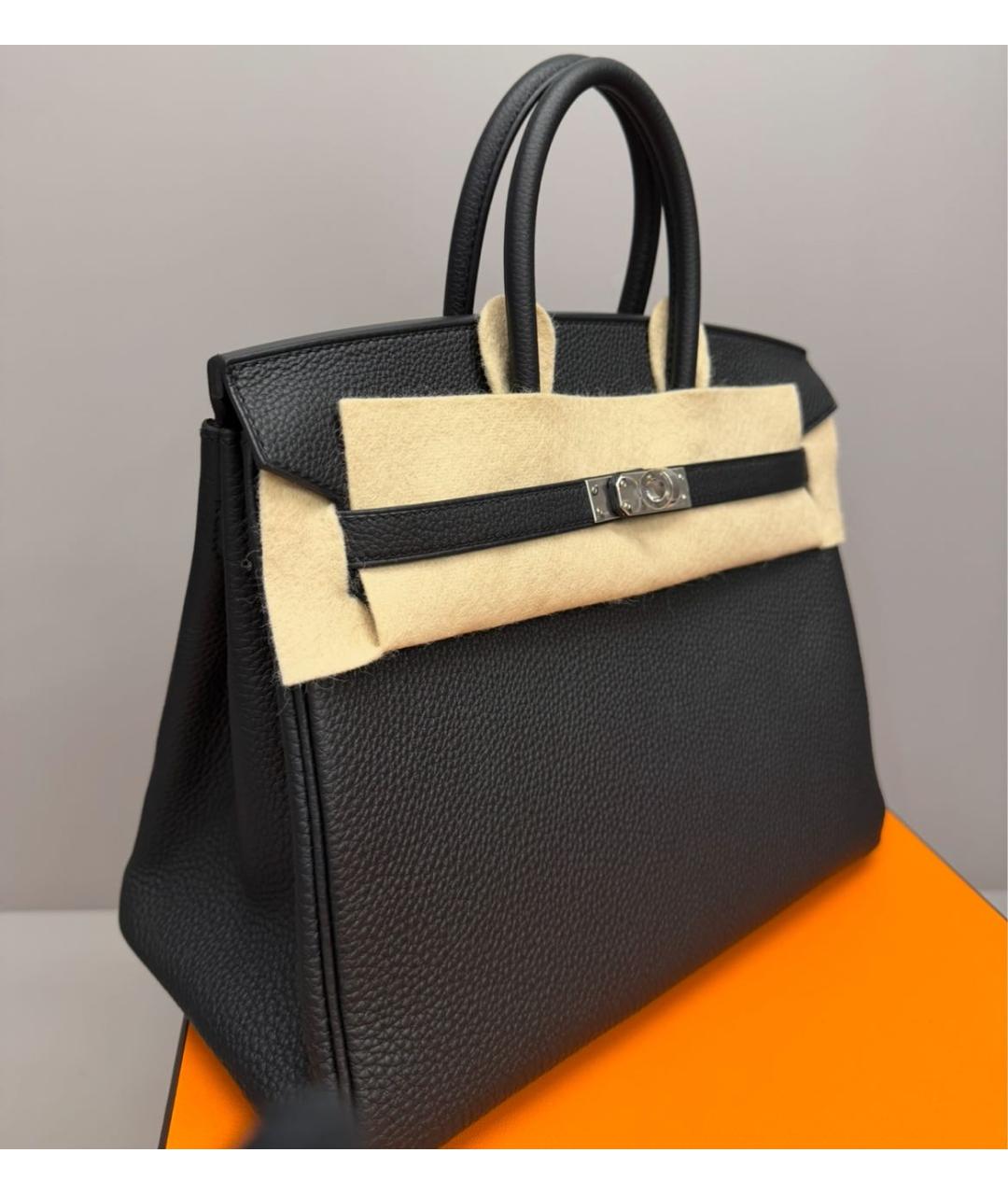 HERMES Черная кожаная сумка с короткими ручками, фото 3