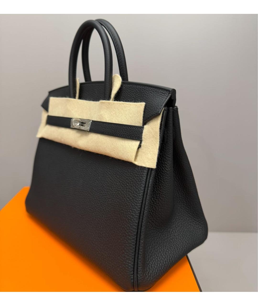 HERMES Черная кожаная сумка с короткими ручками, фото 5
