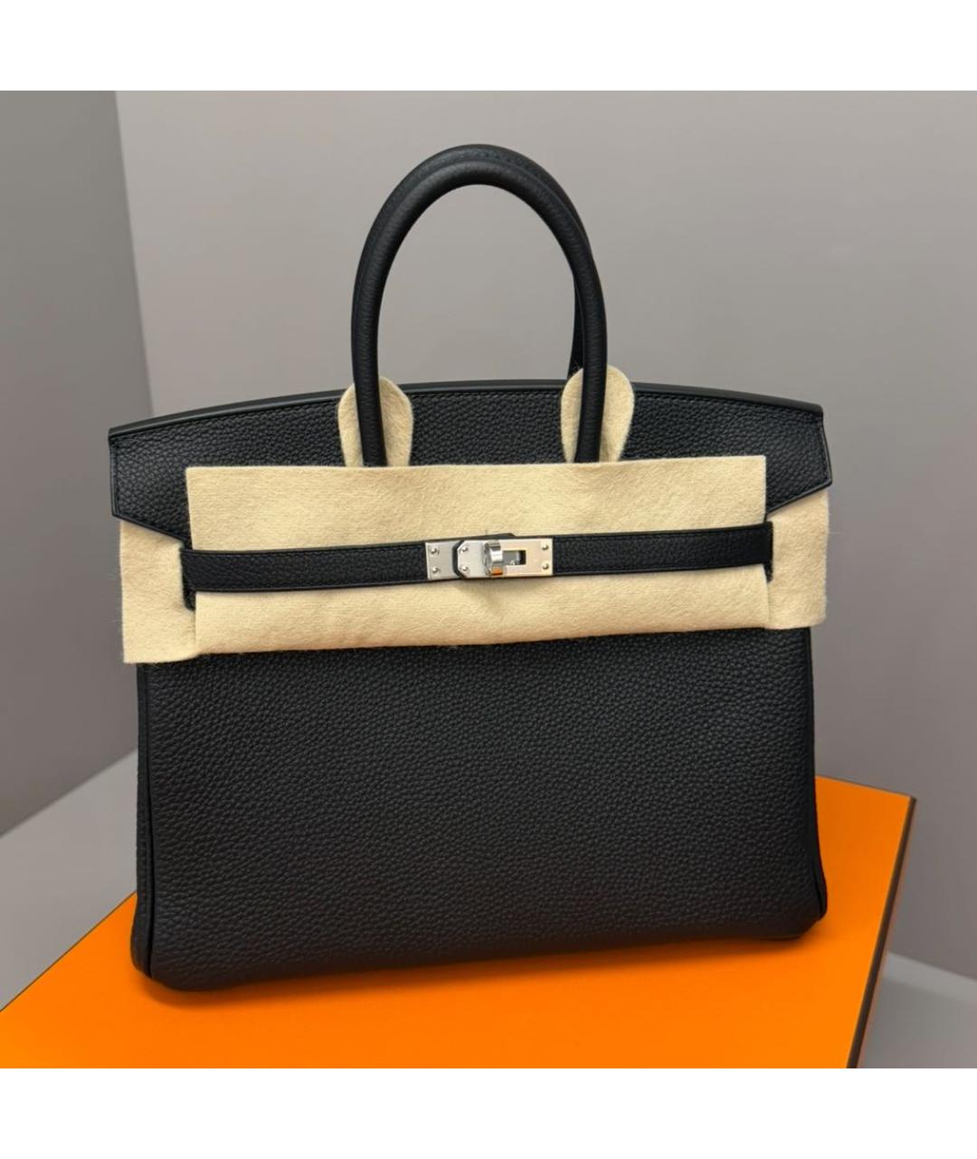 HERMES Черная кожаная сумка с короткими ручками, фото 8