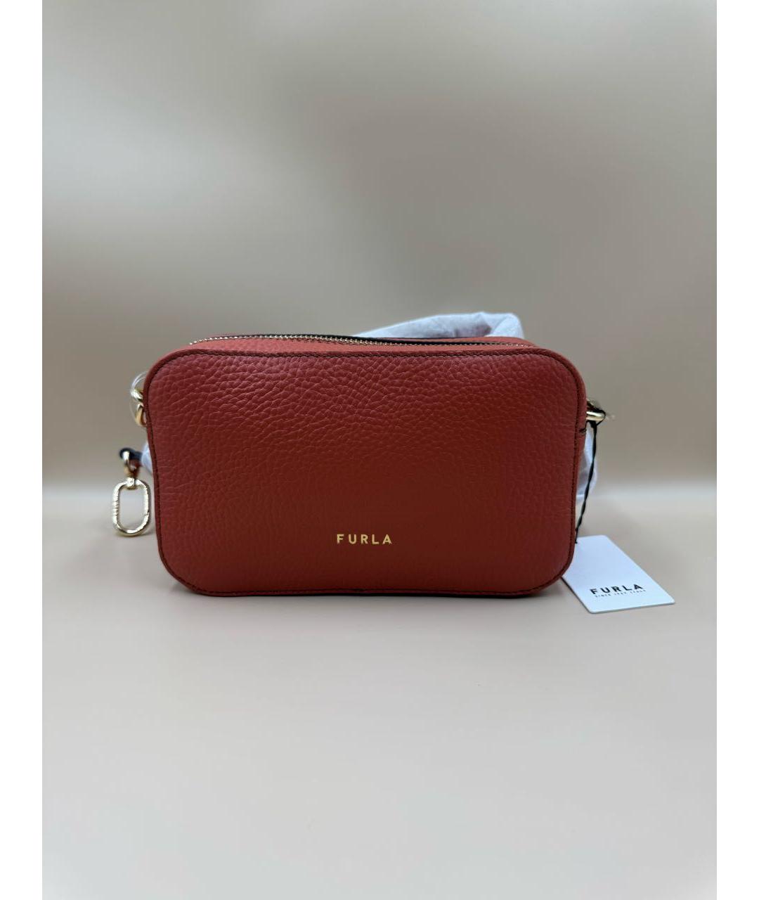 FURLA Оранжевая кожаная сумка через плечо, фото 2