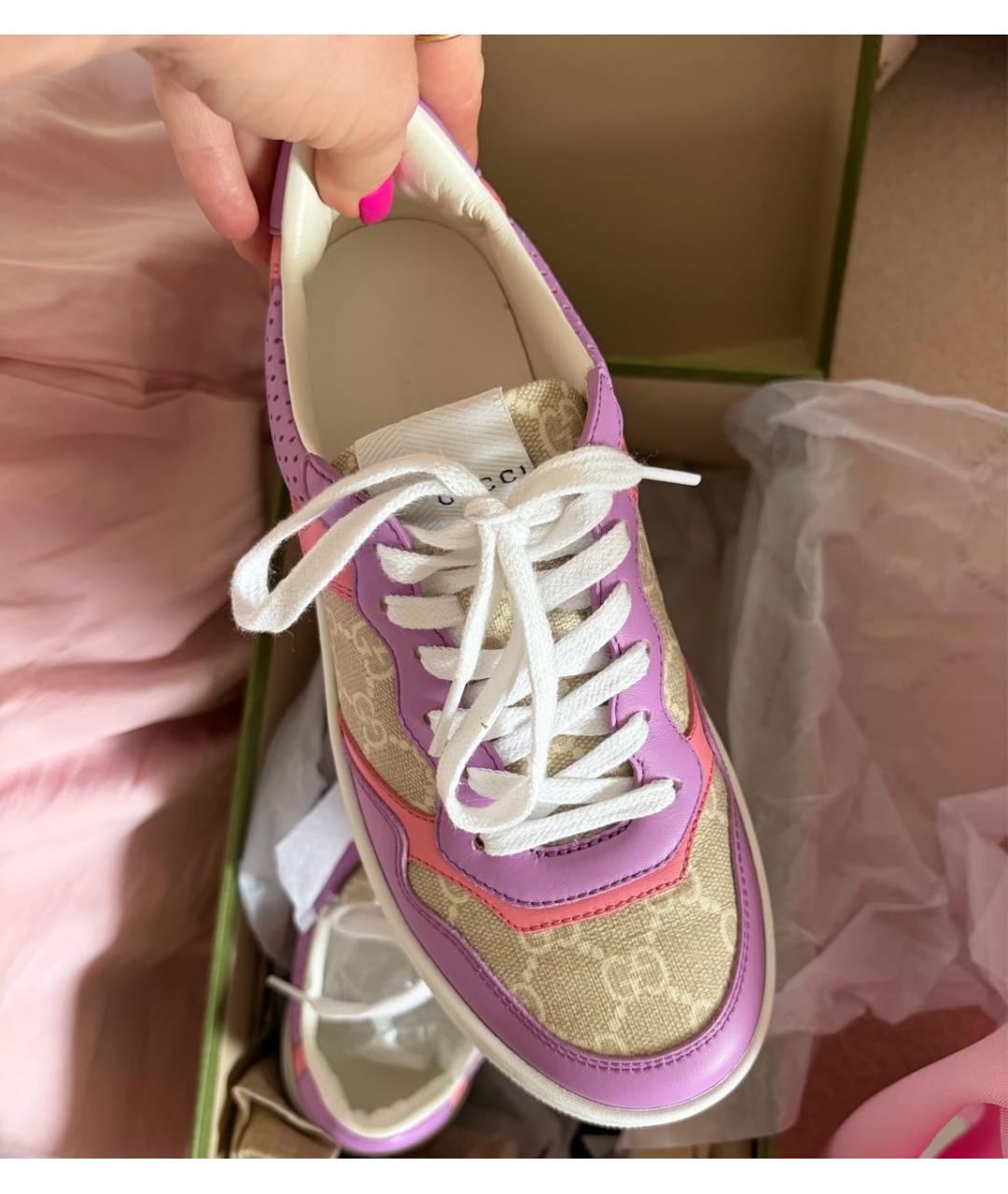 GUCCI Мульти кроссовки из лакированной кожи, фото 3