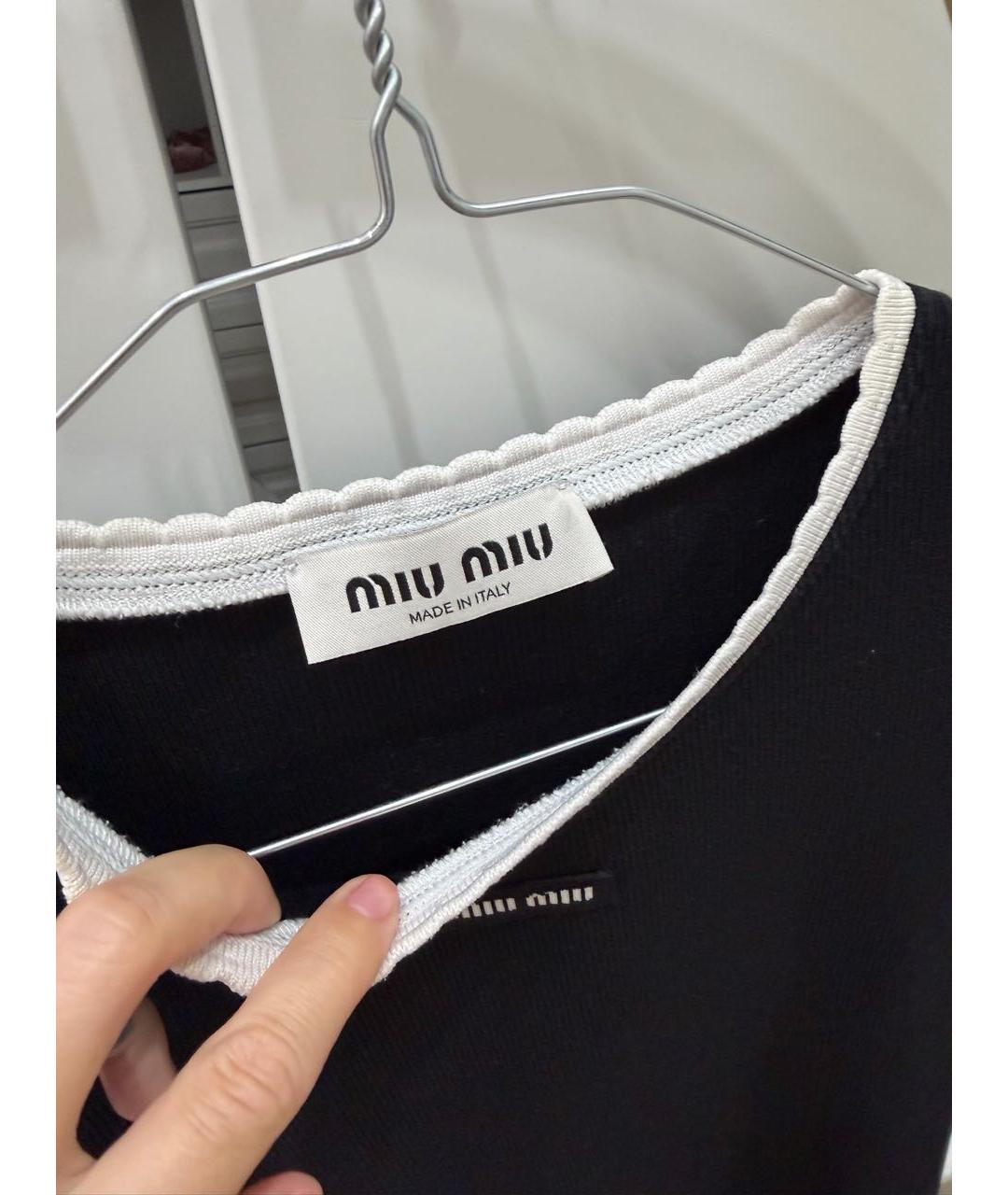 MIU MIU Черное хлопковое повседневное платье, фото 3