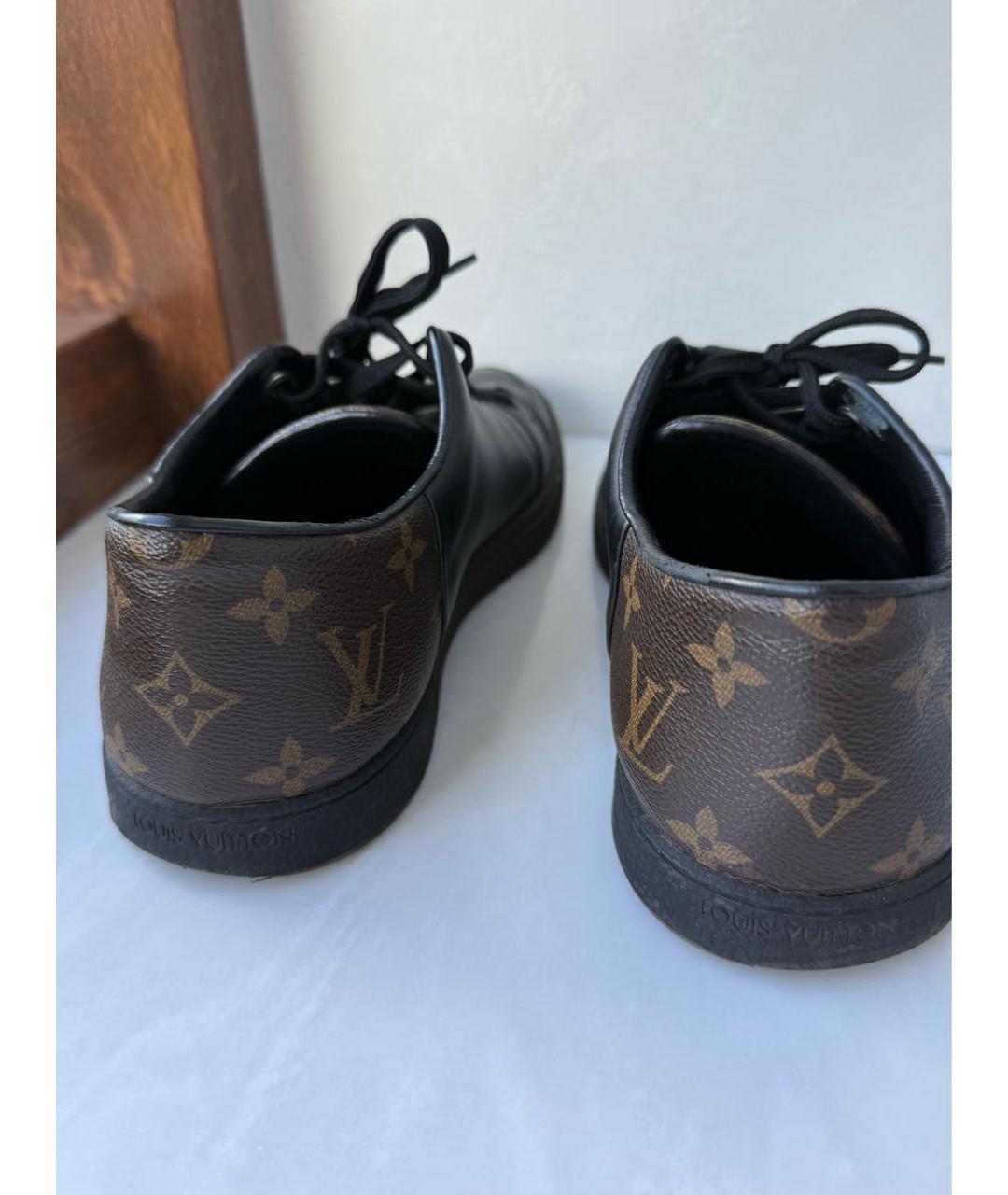 LOUIS VUITTON Черные кожаные низкие кроссовки / кеды, фото 3