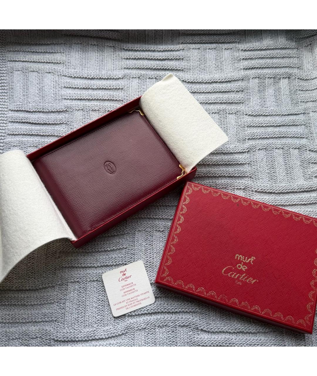 CARTIER Бордовый кожаный кошелек, фото 2
