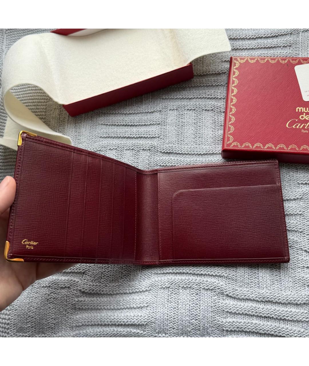 CARTIER Бордовый кожаный кошелек, фото 3