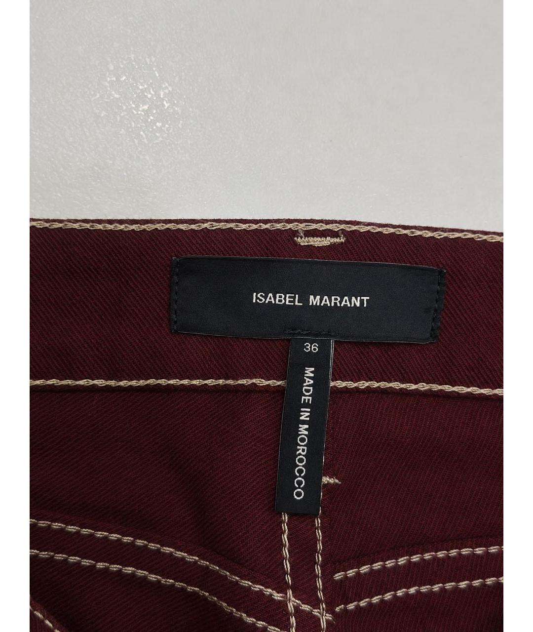 ISABEL MARANT Бордовые хлопко-эластановые джинсы слим, фото 6