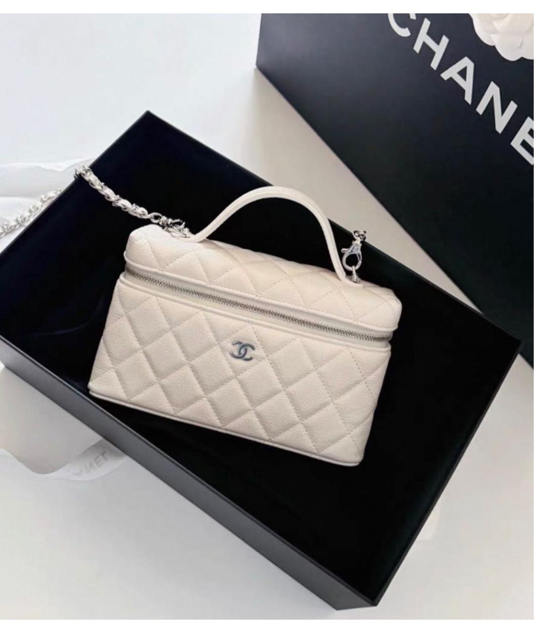 CHANEL Белая кожаная сумка через плечо, фото 3