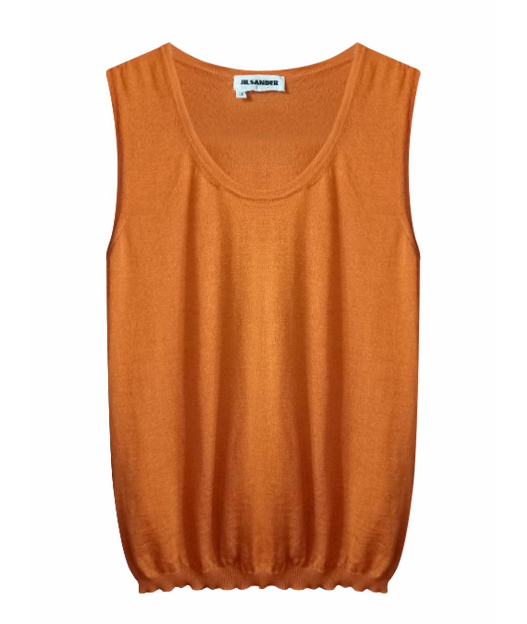 JIL SANDER Оранжевая шелковая жилетка, фото 1