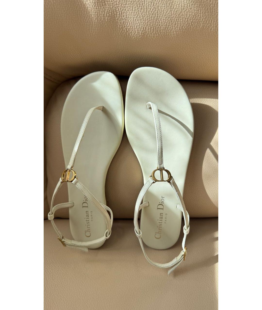 CHRISTIAN DIOR Белые кожаные сандалии, фото 3