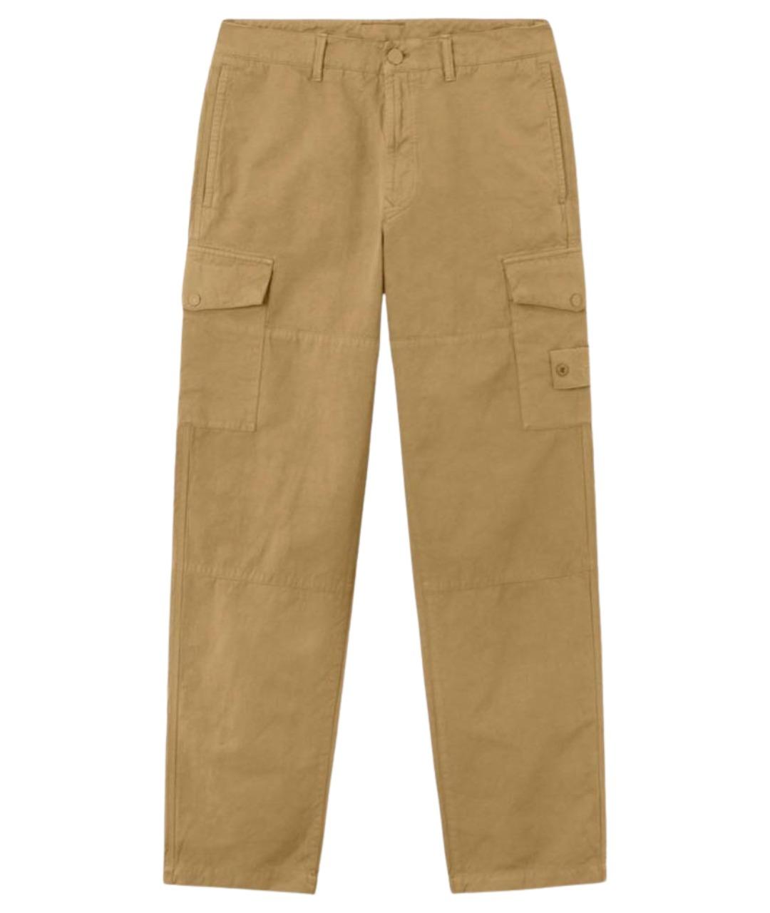 STONE ISLAND Бежевые хлопковые повседневные брюки, фото 1