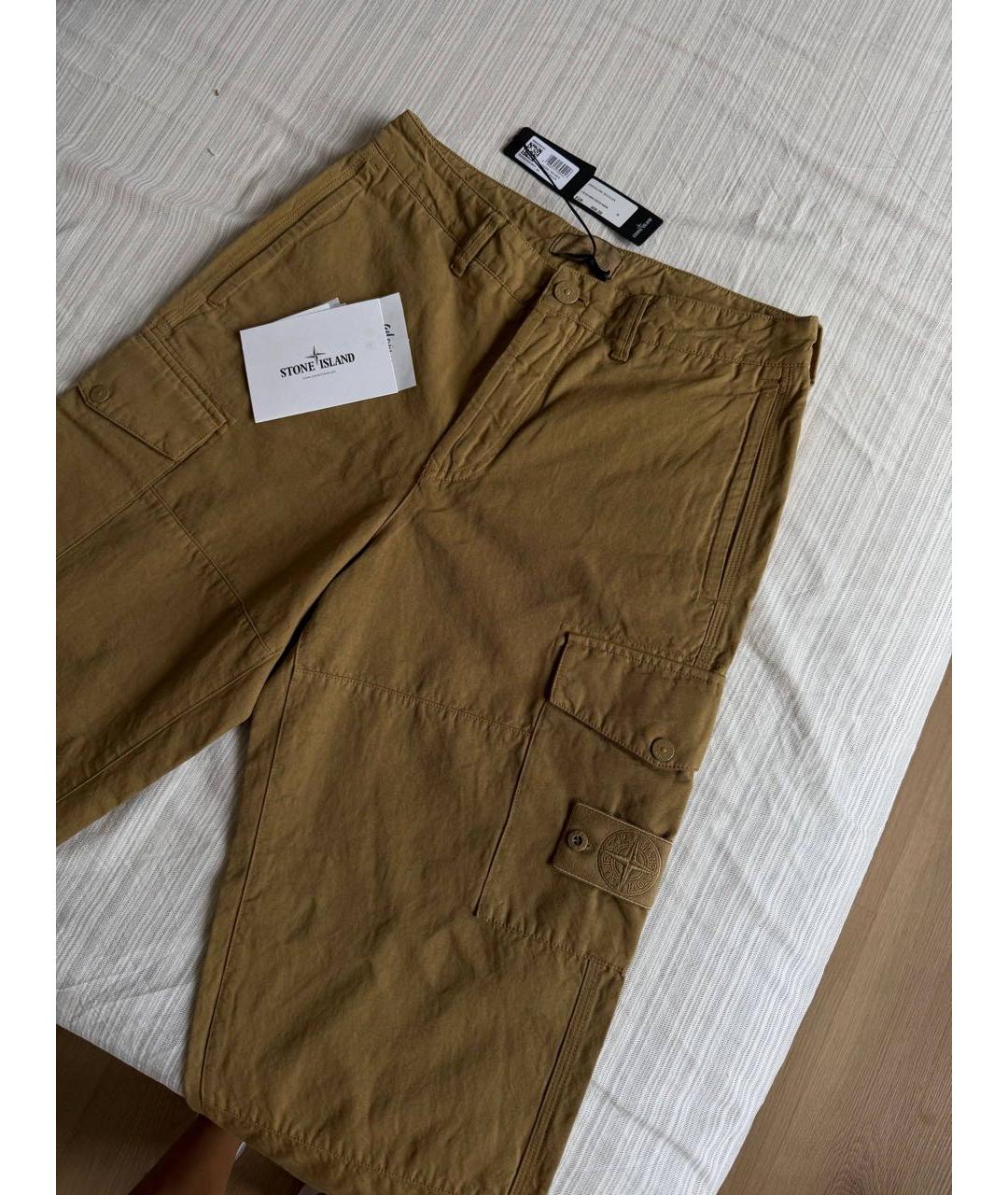 STONE ISLAND Бежевые хлопковые повседневные брюки, фото 3
