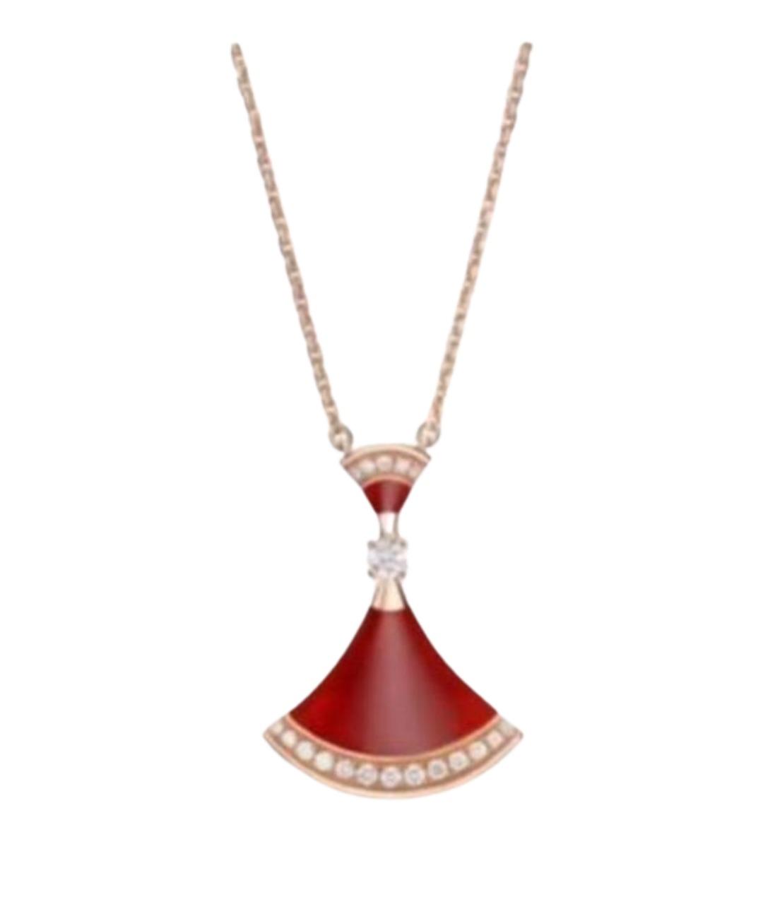 BVLGARI Бордовая подвеска из розового золота, фото 1