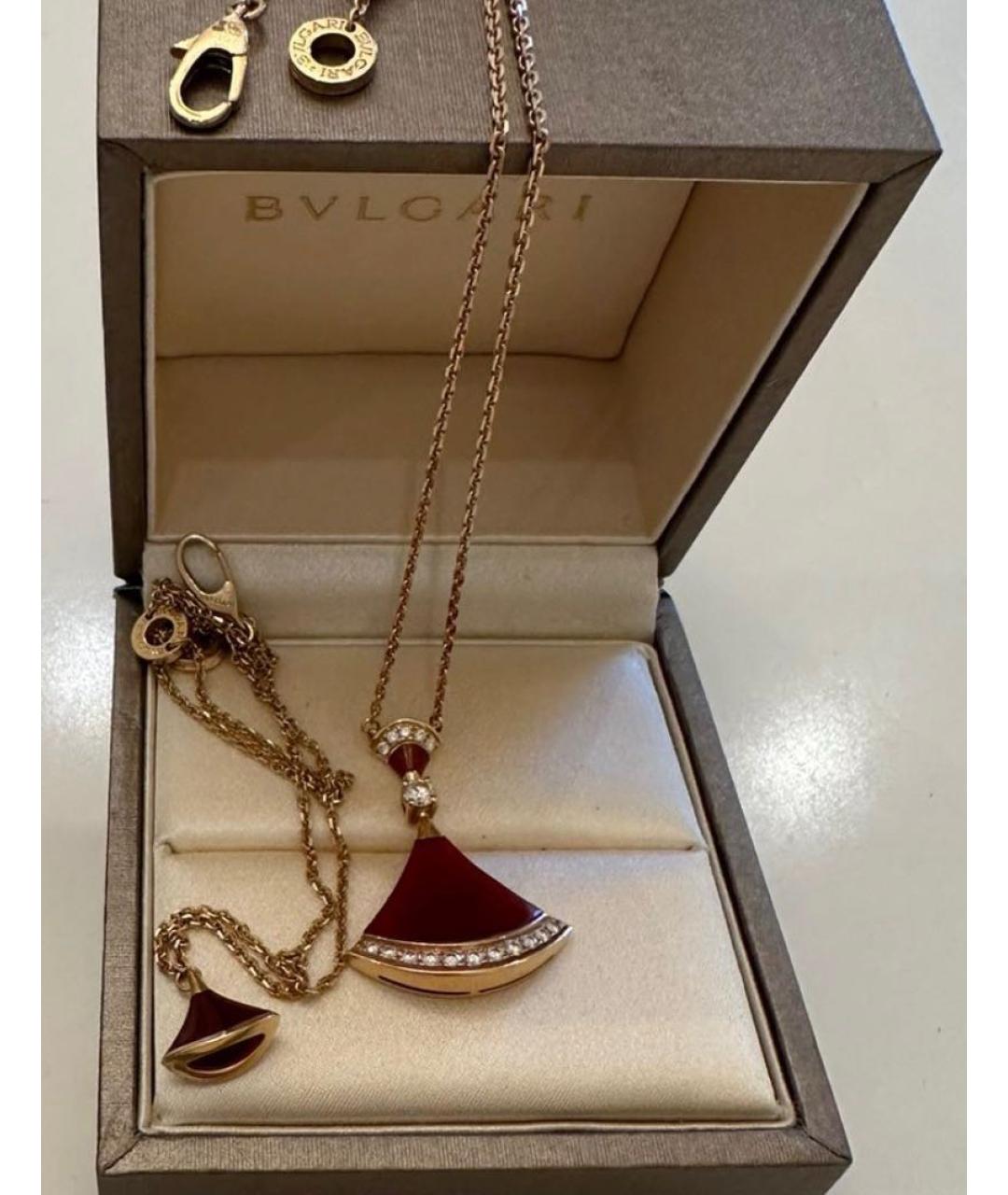 BVLGARI Бордовая подвеска из розового золота, фото 2