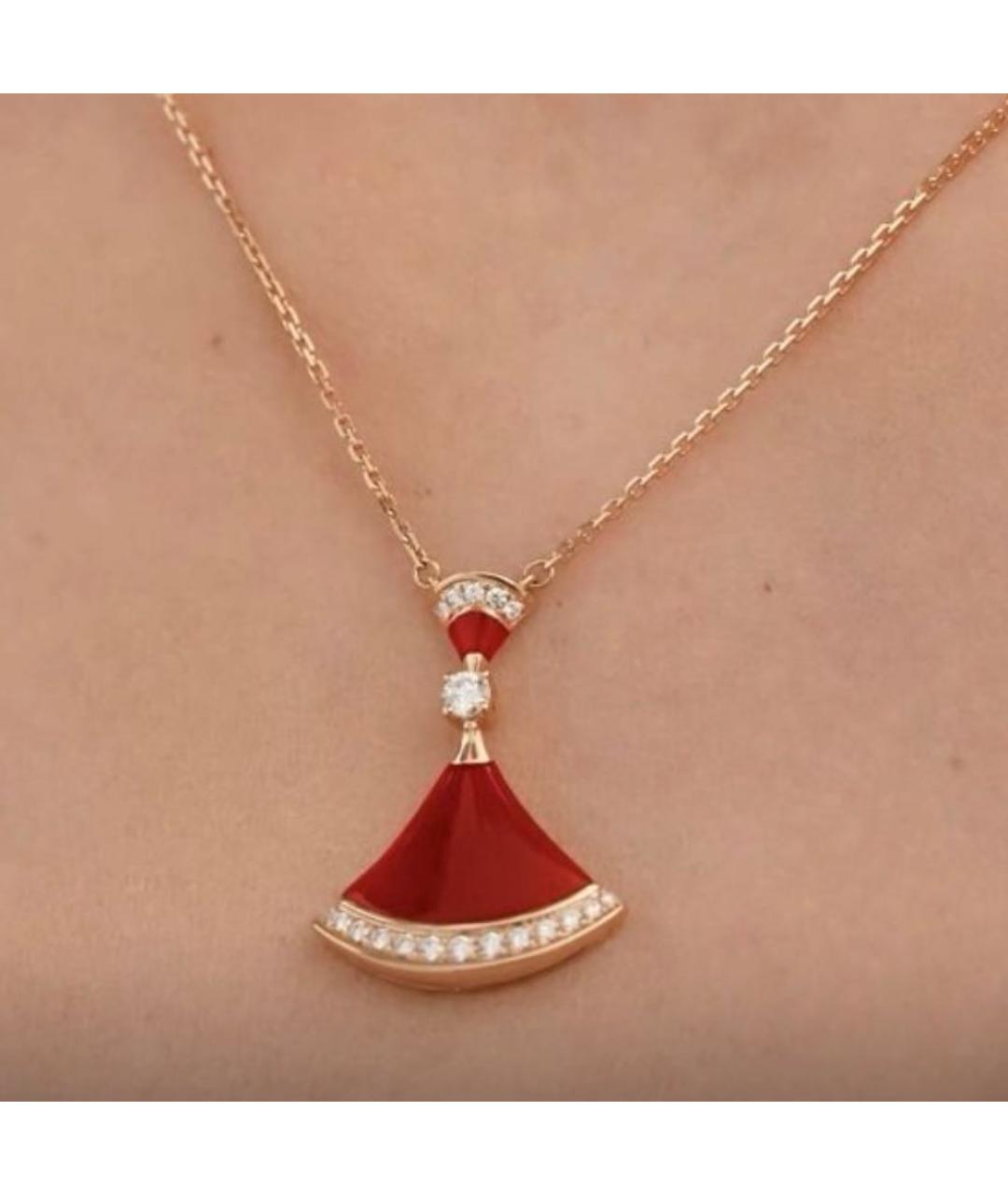 BVLGARI Бордовая подвеска из розового золота, фото 5
