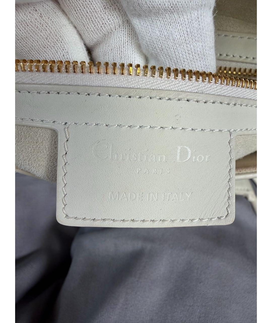 CHRISTIAN DIOR Белая кожаная сумка через плечо, фото 7
