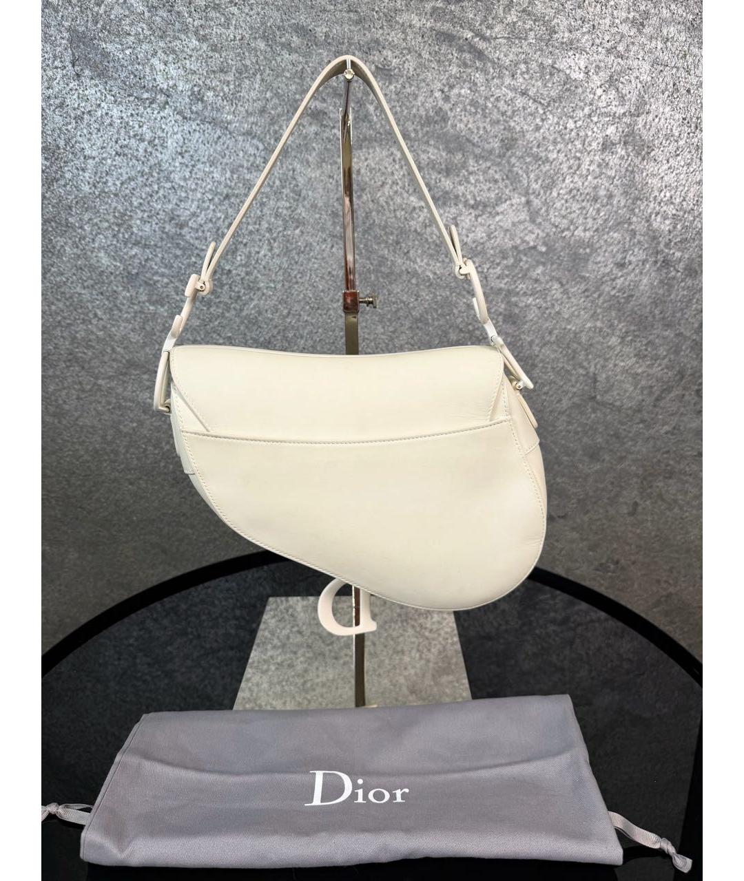 CHRISTIAN DIOR Белая кожаная сумка через плечо, фото 3