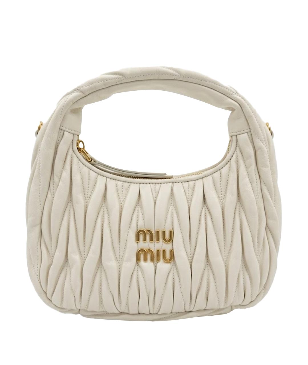 MIU MIU Бежевая кожаная сумка через плечо, фото 1