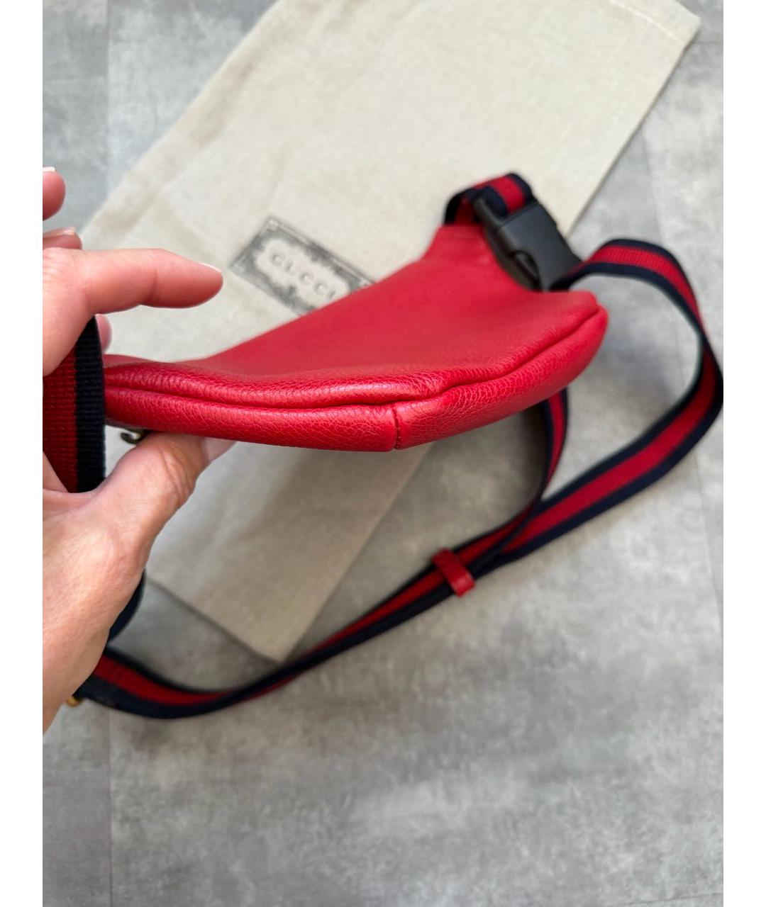 GUCCI Красная кожаная поясная сумка, фото 8