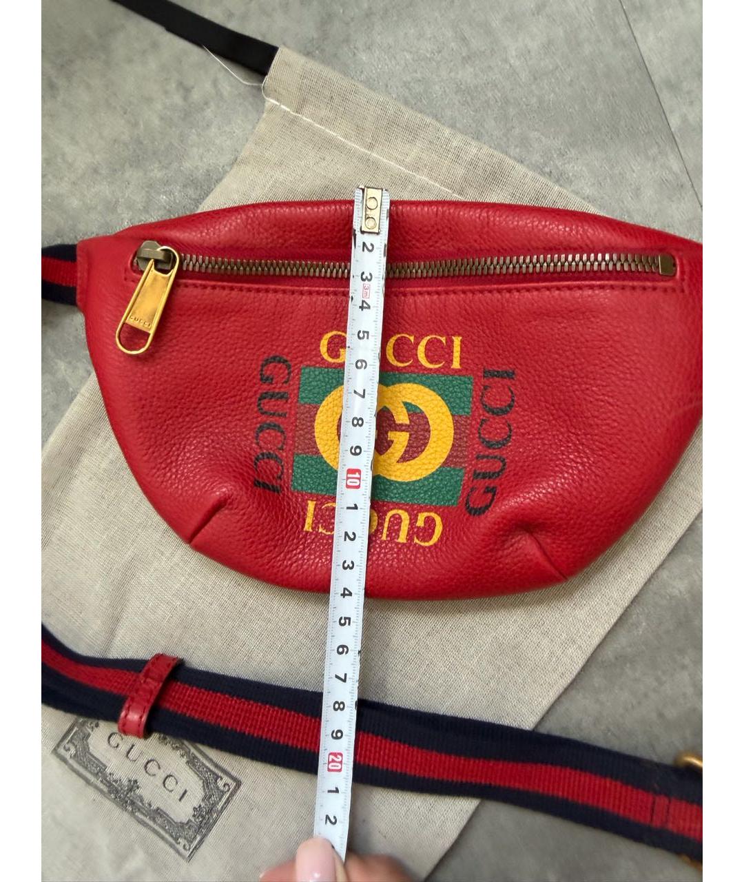 GUCCI Красная кожаная поясная сумка, фото 2