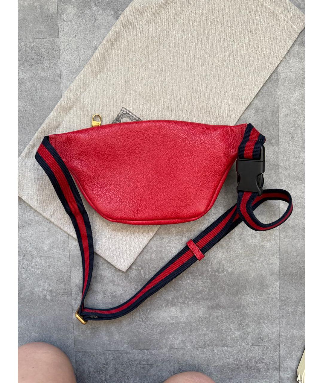 GUCCI Красная кожаная поясная сумка, фото 7