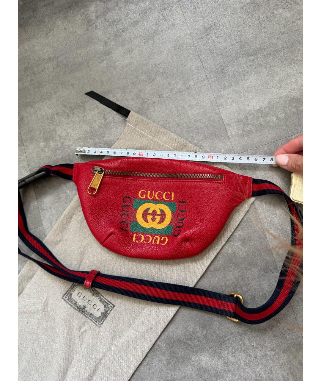 GUCCI Красная кожаная поясная сумка, фото 3