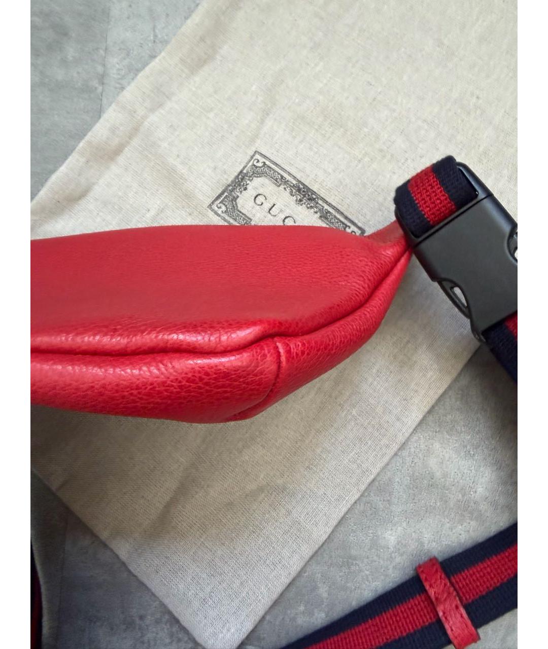 GUCCI Красная кожаная поясная сумка, фото 6