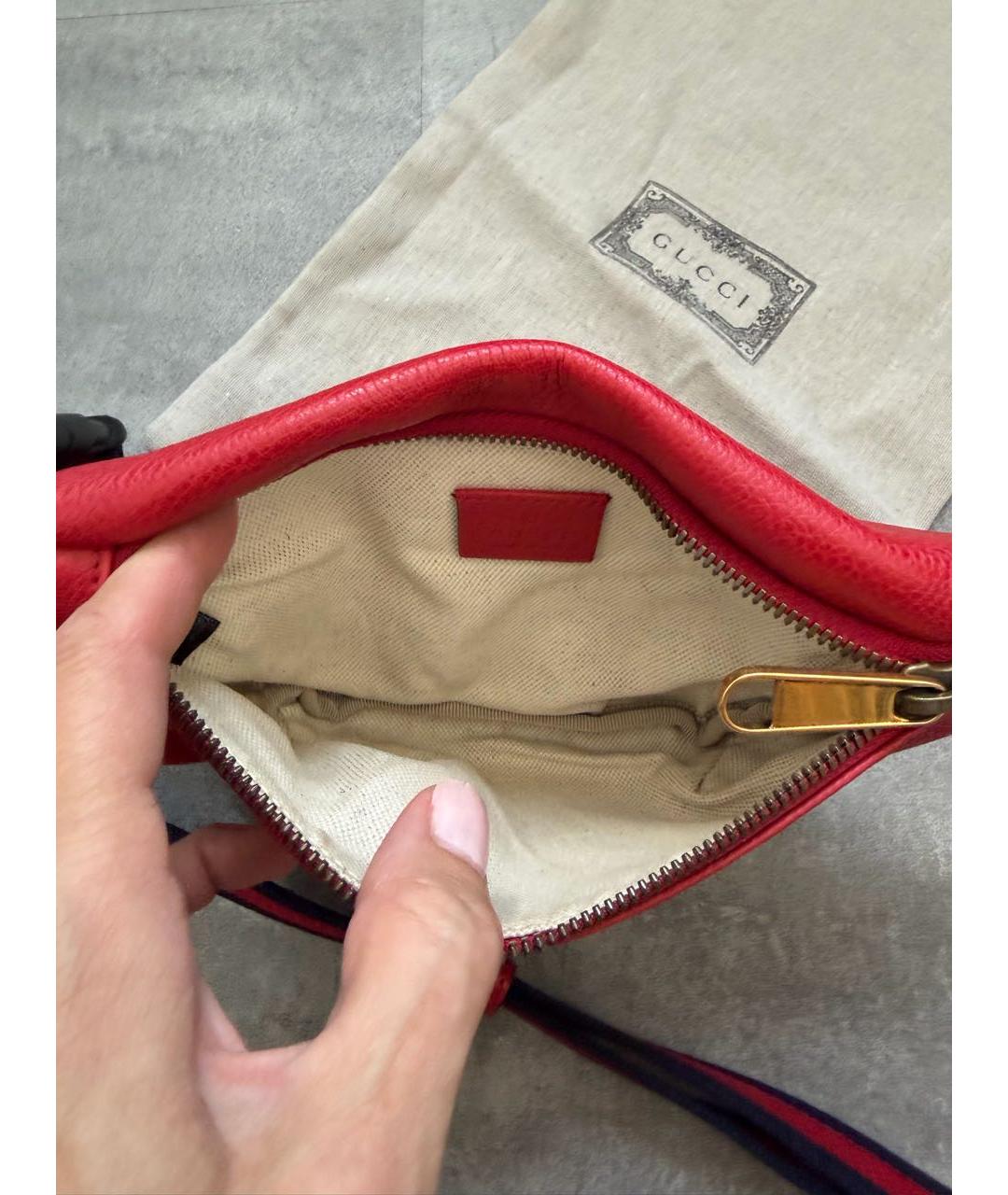 GUCCI Красная кожаная поясная сумка, фото 4