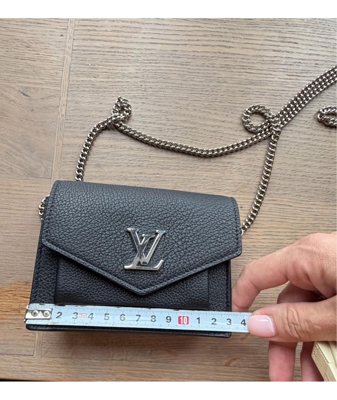 LOUIS VUITTON Черная кожаная сумка через плечо, фото 7