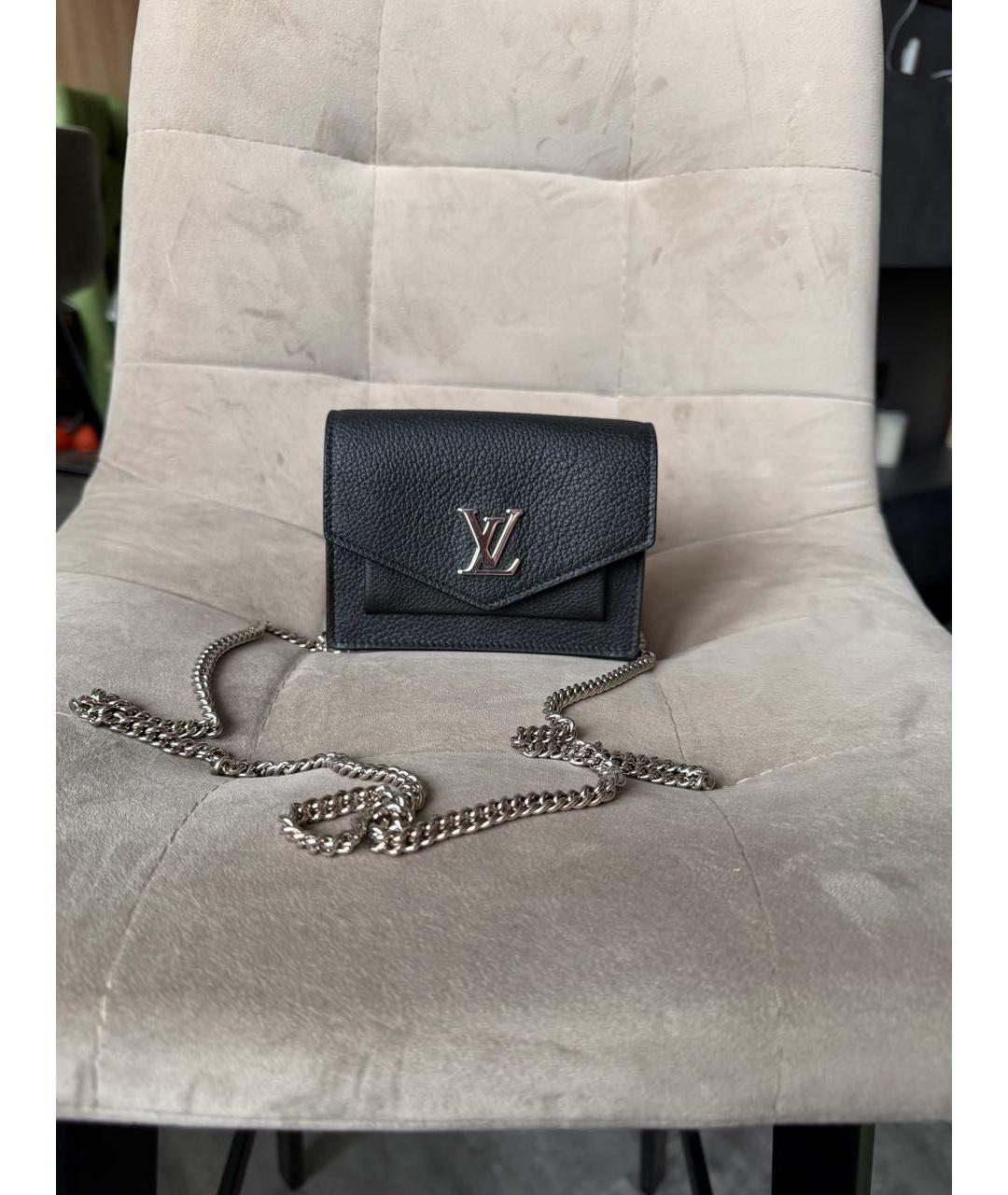LOUIS VUITTON Черная кожаная сумка через плечо, фото 9