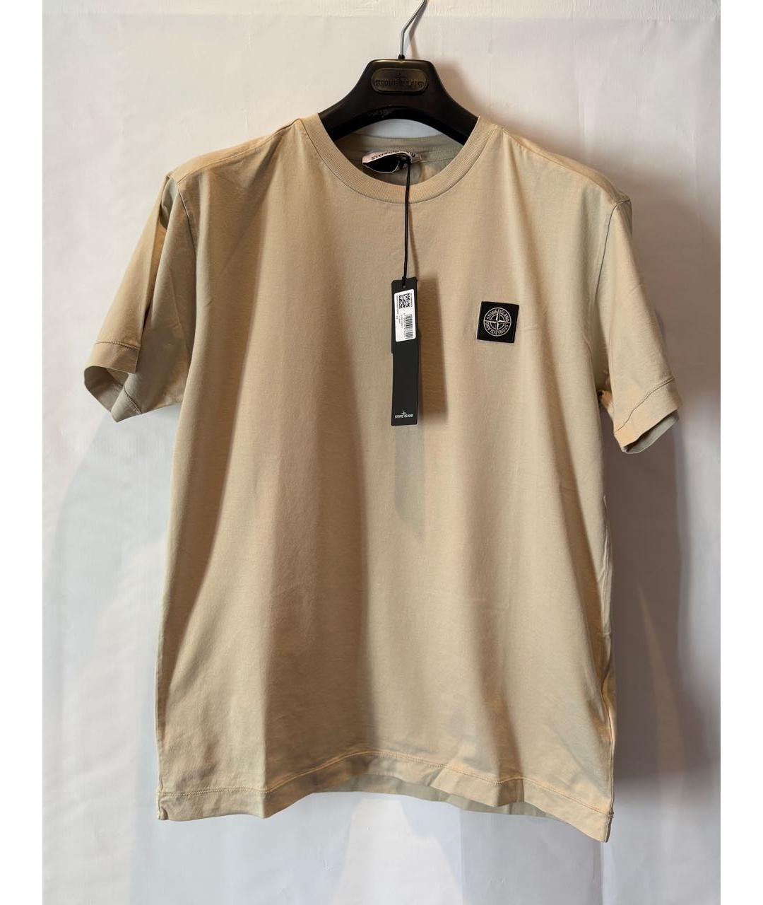 STONE ISLAND Бежевая хлопковая футболка, фото 5