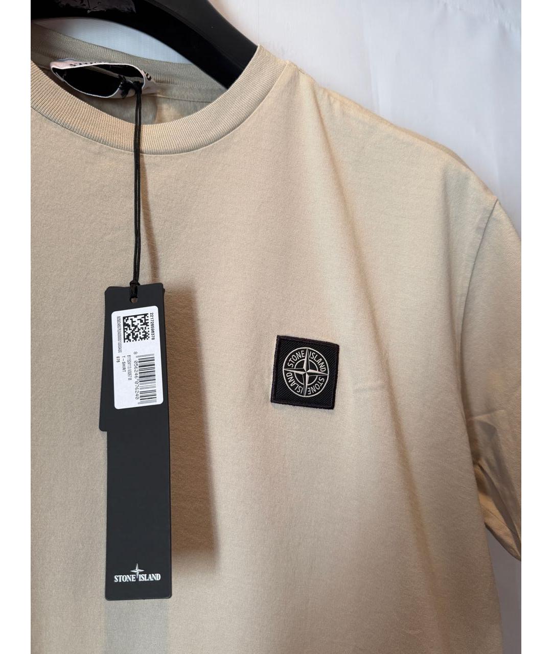 STONE ISLAND Бежевая хлопковая футболка, фото 2