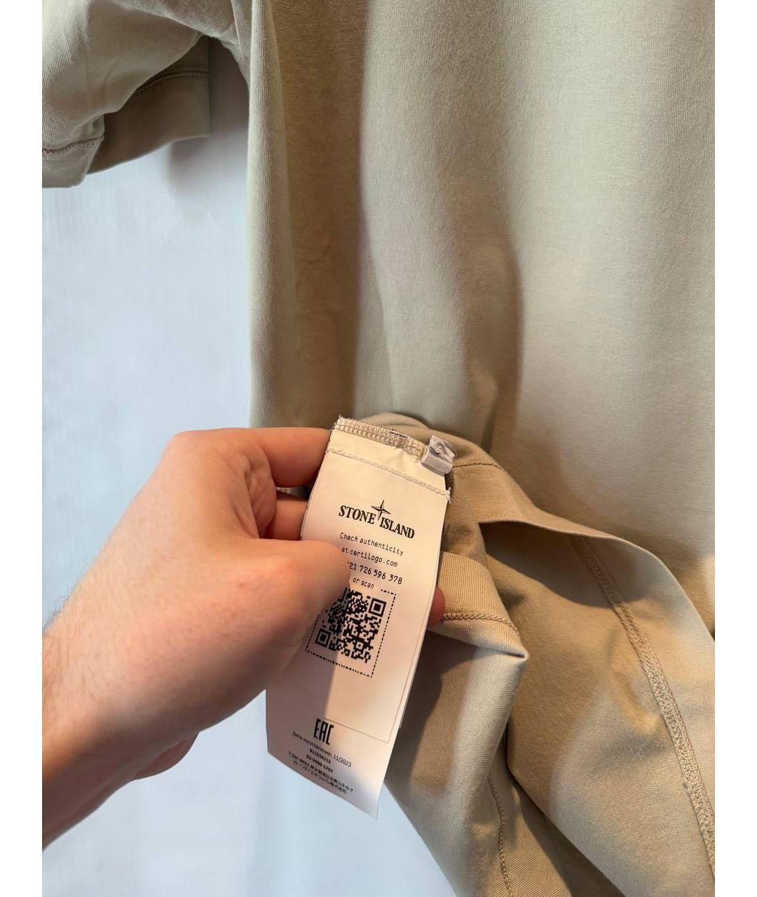 STONE ISLAND Бежевая хлопковая футболка, фото 4