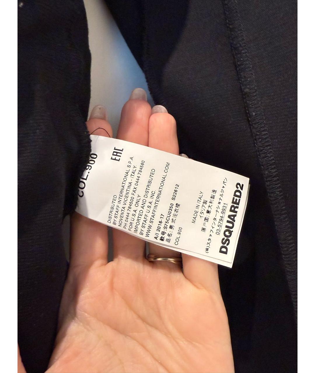 DSQUARED2 Черное хлопко-эластановое коктейльное платье, фото 6