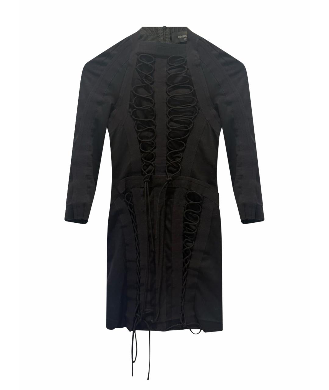 DSQUARED2 Черное хлопко-эластановое коктейльное платье, фото 1