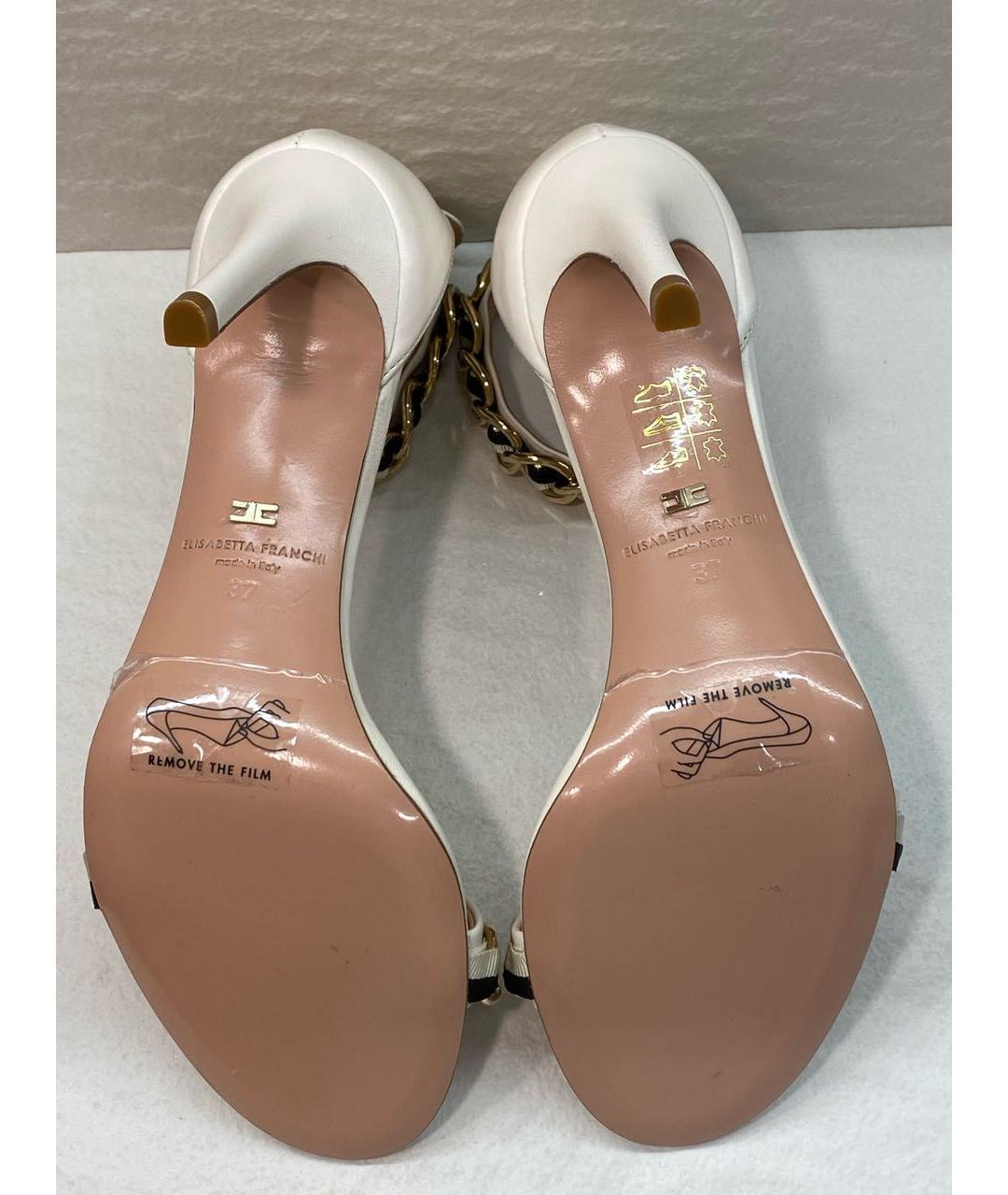 ELISABETTA FRANCHI Белые кожаные босоножки, фото 3