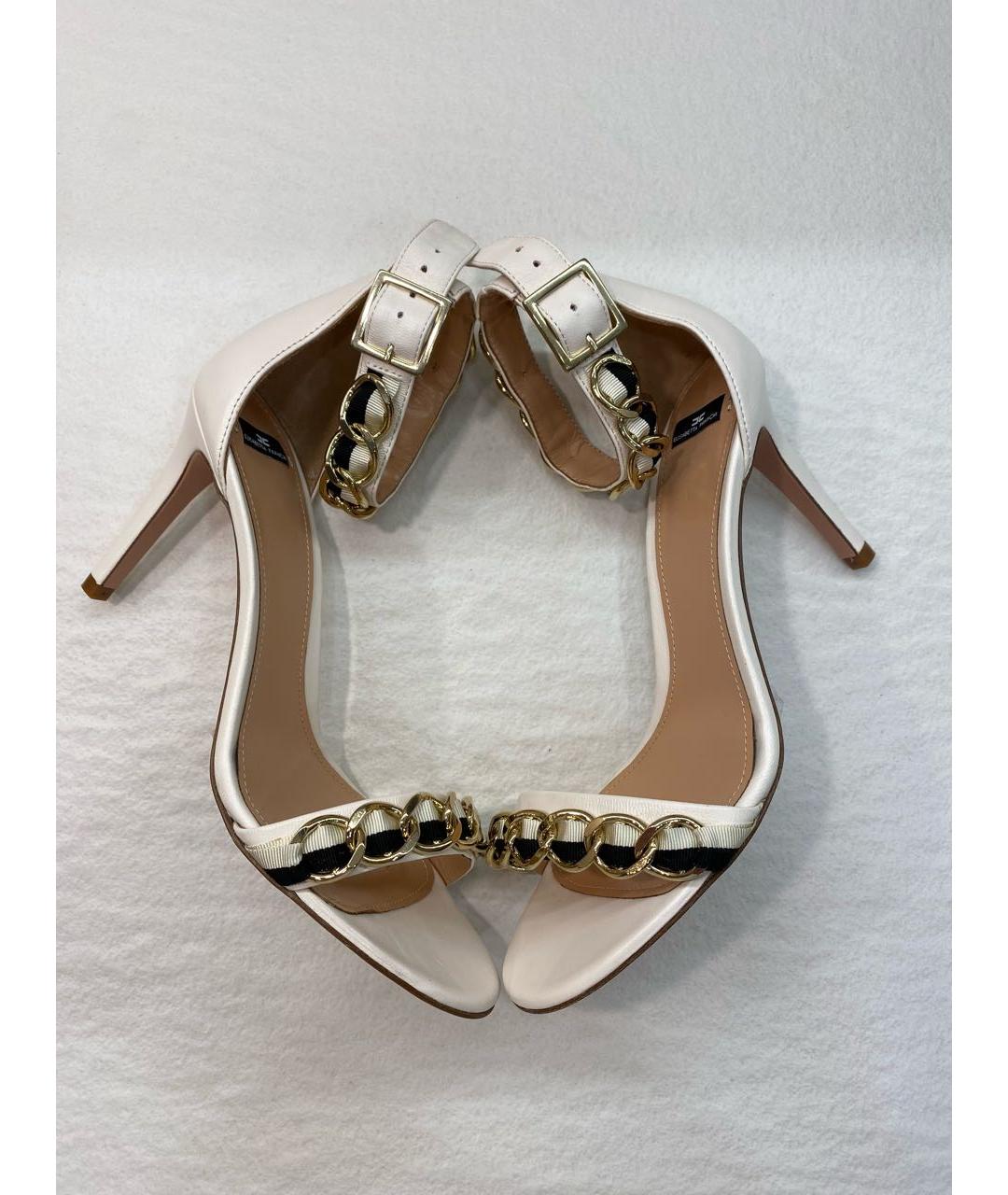 ELISABETTA FRANCHI Белые кожаные босоножки, фото 6