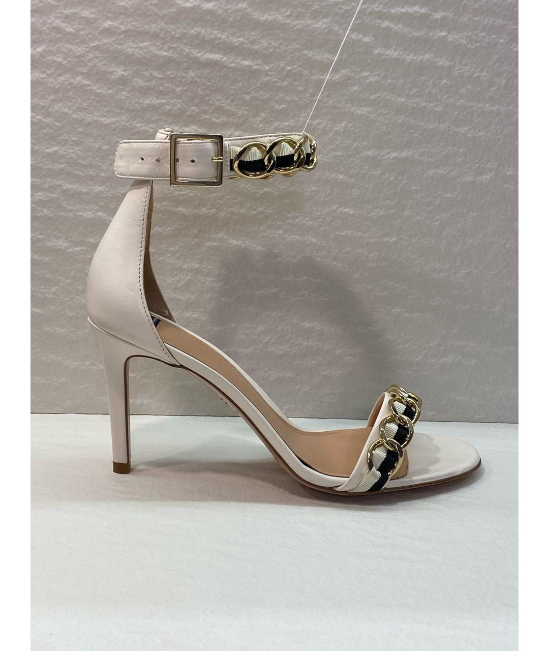 ELISABETTA FRANCHI Белые кожаные босоножки, фото 9