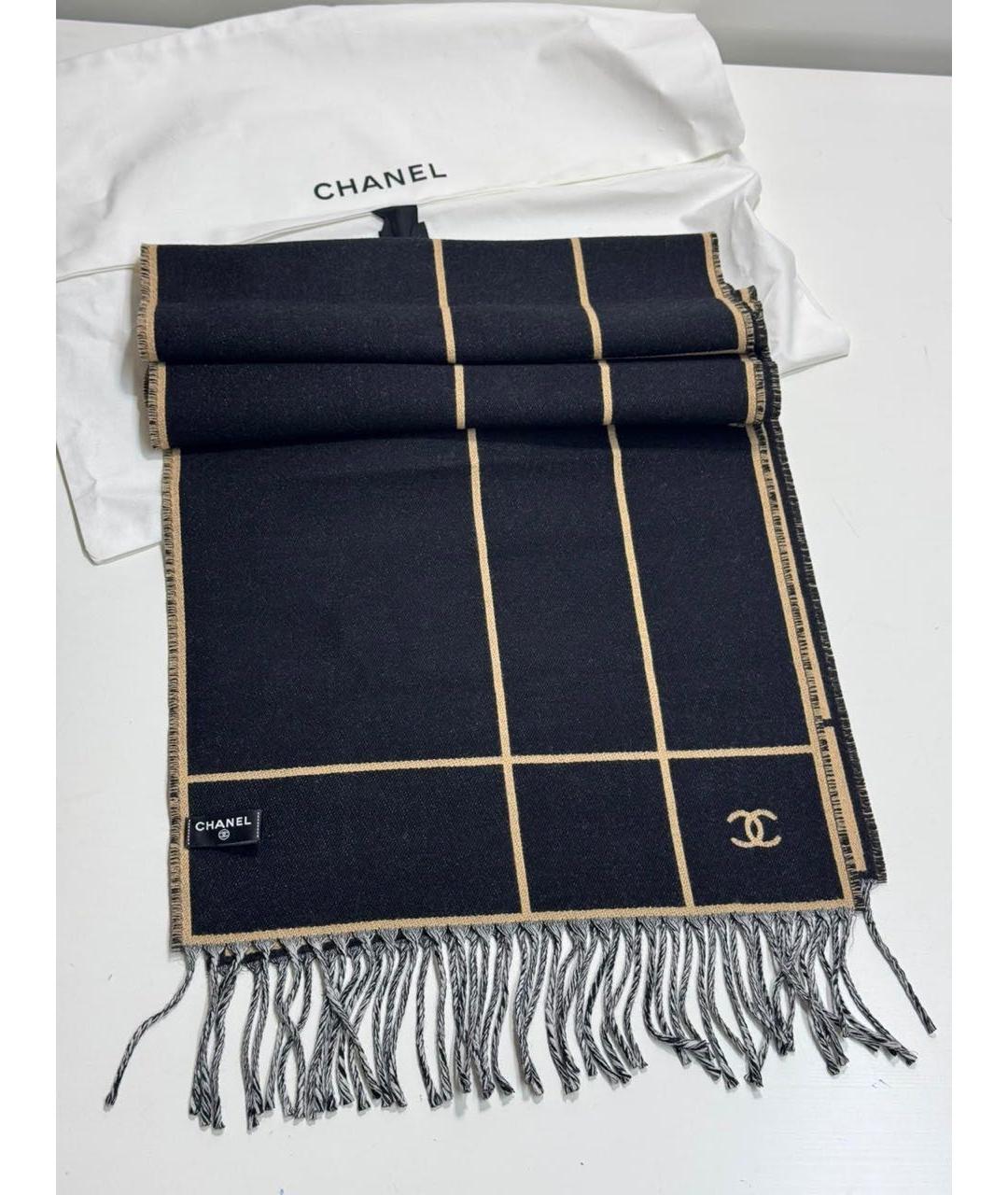 CHANEL Бежевый шерстяной шарф, фото 4
