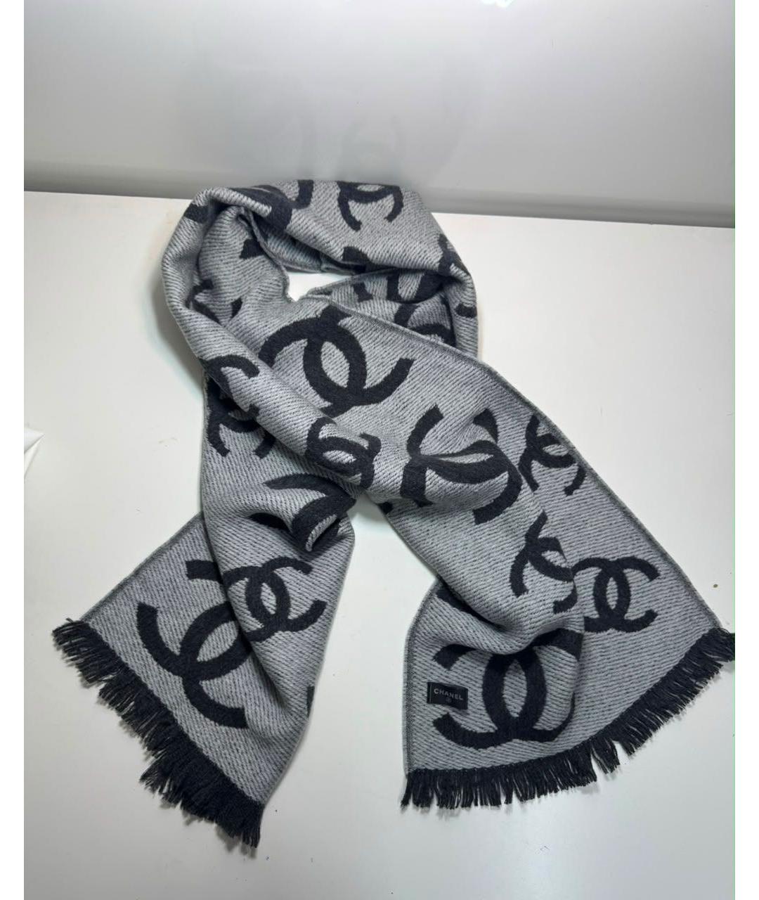 CHANEL Антрацитовый шарф, фото 4