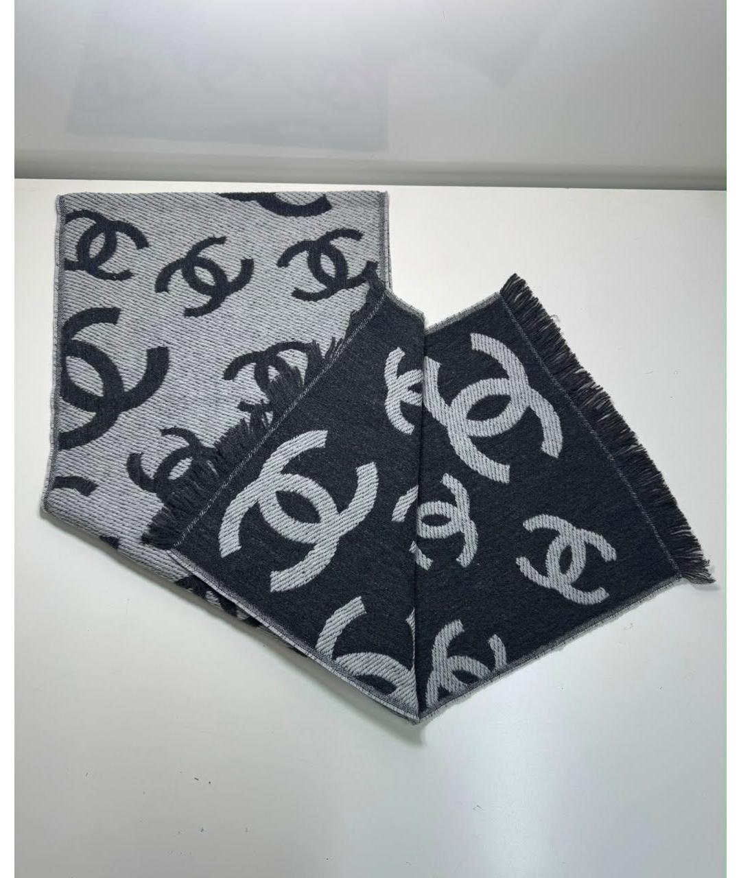 CHANEL Антрацитовый шарф, фото 2
