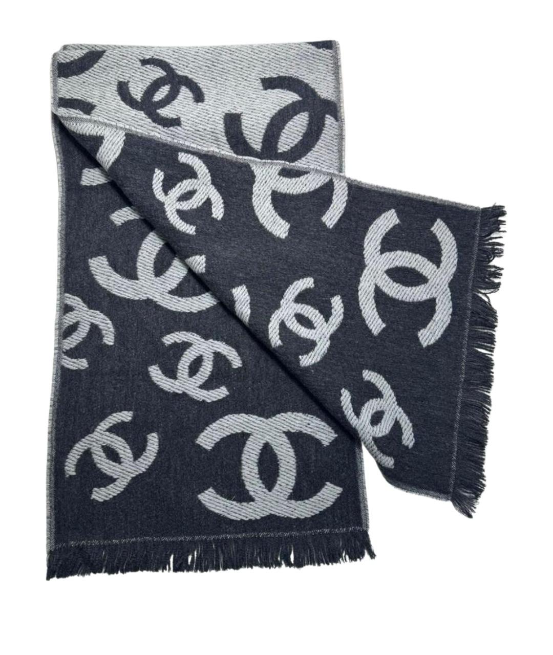 CHANEL Антрацитовый шарф, фото 1
