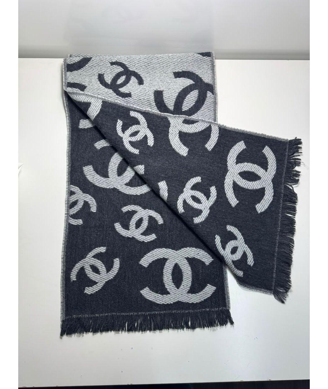 CHANEL Антрацитовый шарф, фото 5
