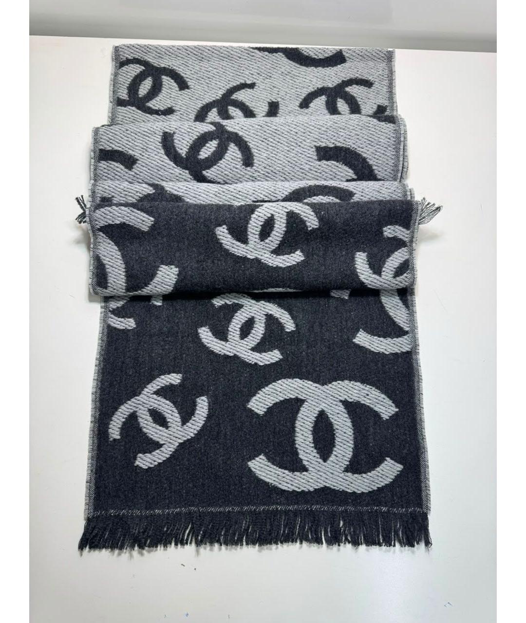 CHANEL Антрацитовый шарф, фото 3