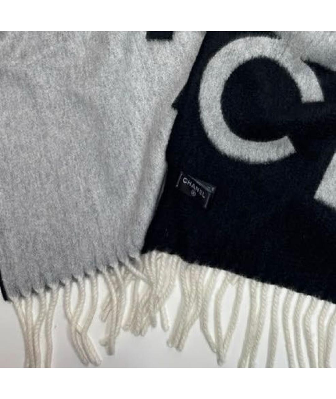 CHANEL Серый шарф, фото 4